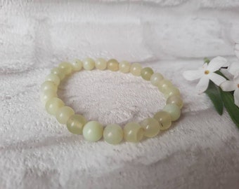 Jade Beaded Bracelet. Gemstone. 6mm rounded beads. Vintage. Chinese. Natural. Gift For Her.