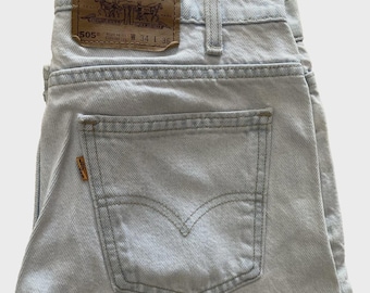 Vintage Levis Jeans 505 Men 34X36 Orange Tab Made In USA Straight 90&#39;s Grunge Blue Distressed