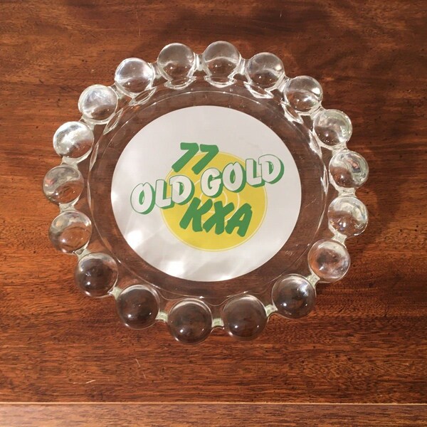 A.H. Nova Bubble Glass 1977 OLD GOLD KXA Seattle Radio Station Ashtray Vintage Smoking Broadcast Collectable