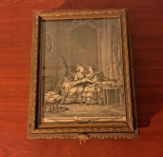 Antique Victorian Wood Vanity Letter Box w Mirror… - image 1