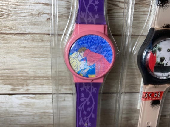 Disney Watches 3 Vintage Hunchback Sleeping Beauty 101 Dalmatians Holographic NEW Old Stock 1990s LOT BUNDLE View 3