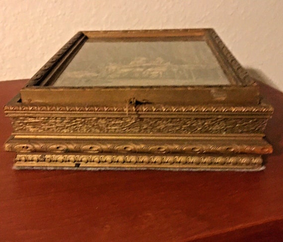 Antique Victorian Wood Vanity Letter Box w Mirror… - image 4