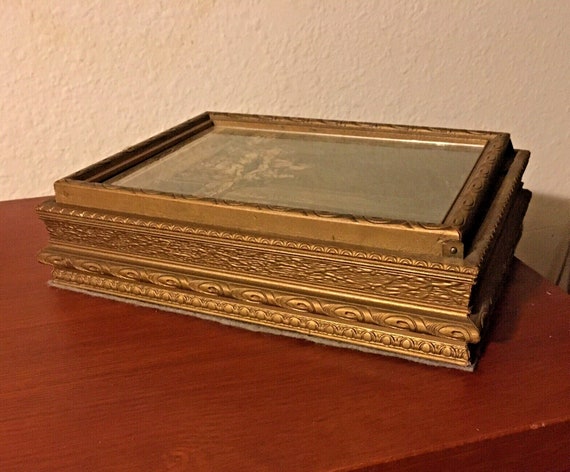 Antique Victorian Wood Vanity Letter Box w Mirror… - image 3