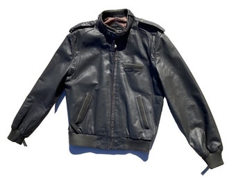 Vintage MEMBERS ONLY Cafe Racer Gray Grey Leather Jacket Men&#39;s Size 42 EUC Talon Zipper