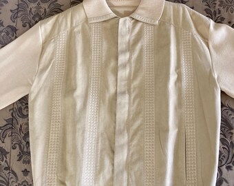 Vintage ST. CROIX Sweater 100% Wool SuedeZip Up Beige Long Sleeve Zipper Mens XL Webb’s