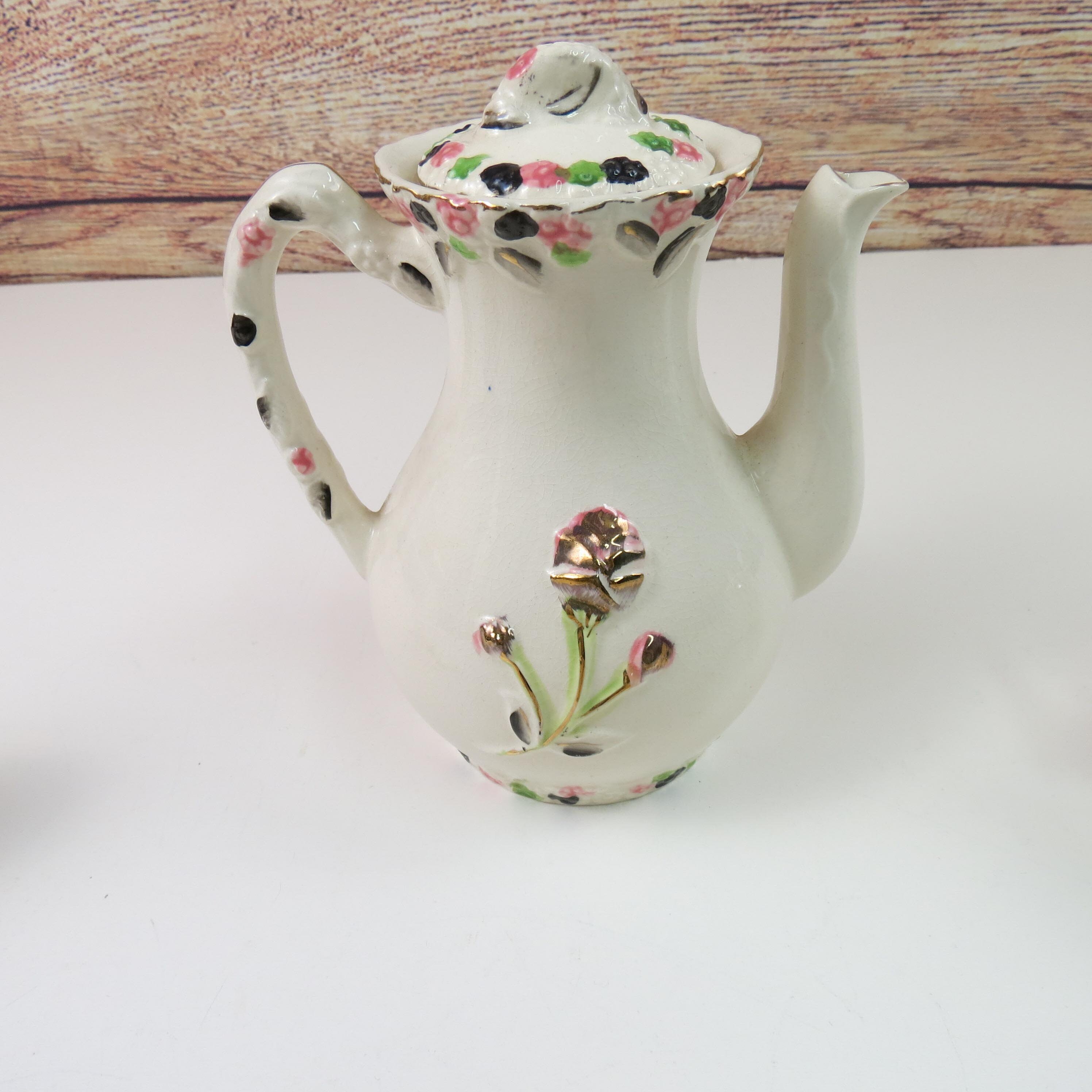 Antique Japanese Coffee Pot Teapot Gold Rose Hand Painted 17 Etsy