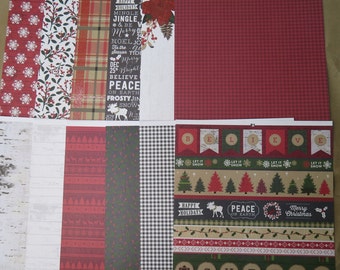12 Sheets Cozy Cottage 12 X 12 Scrapbook Paper Vintage CHRISTMAS HOLIDAY Tree Crafting M