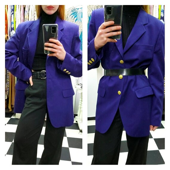 Deep purple oversized woolen blazer