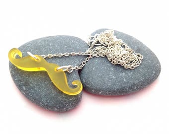 Yellow - silver mustache necklace