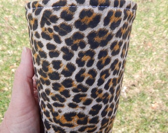 Large Cheetah Iced Coffee Cozy