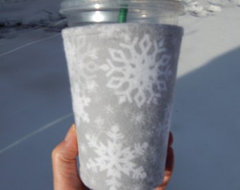 Flannel Snowflake Iced Coffee Cozy