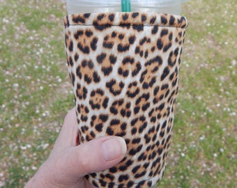 Cheetah Iced Coffee Cozy