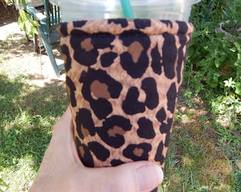 Cheetah Iced Coffee Cozy