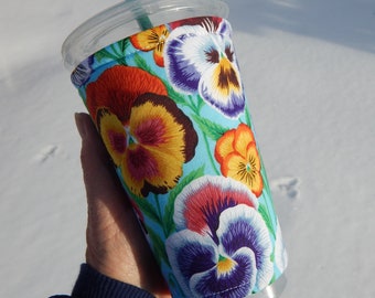 Pansy Iced Coffee Cozy