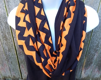 Lined Zigzag Halloween Infinity Scarf