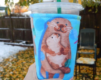 Sea Otter Iced Coffee Cozy