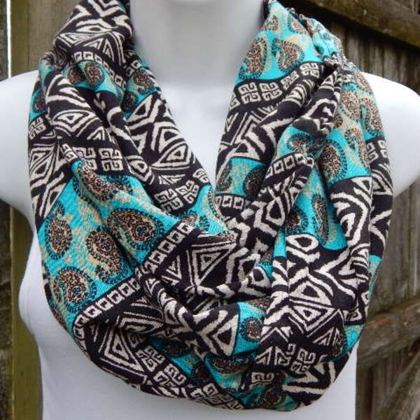 Noir / Turquoise / blanc Azetec foulard