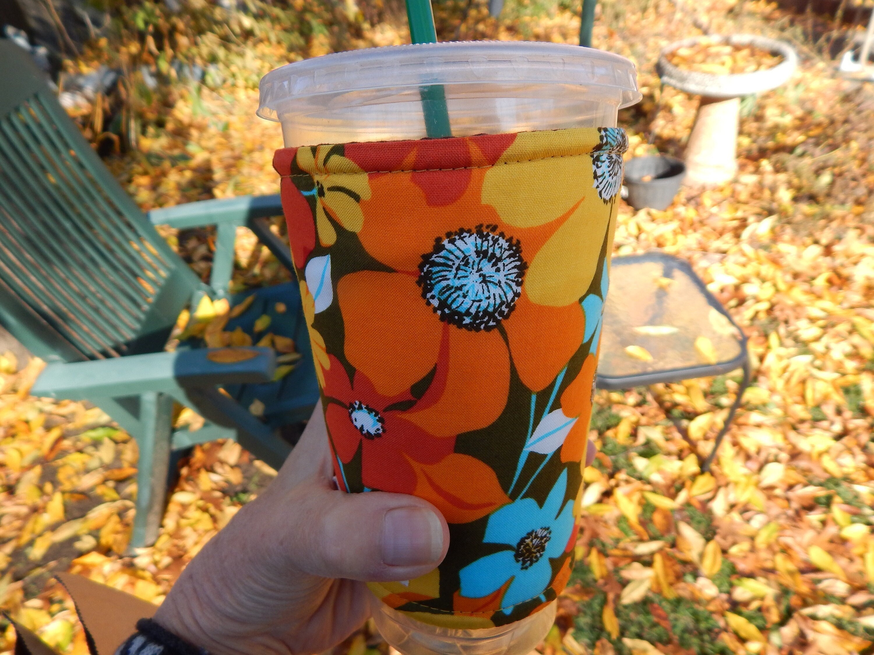 Iced Coffee Cozy - Fall Pretty Floral – Half Moon Accessories & Gifts