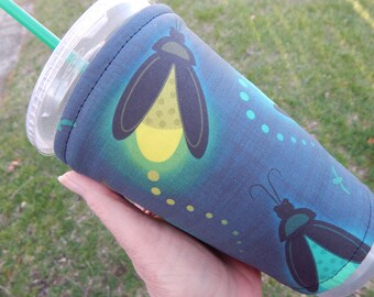 Large Fireflies Iced Coffee Cozy