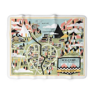 Twin Peaks Illustrated Map - Sherpa Fleece Blanket