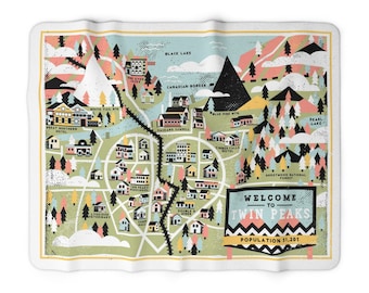 Twin Peaks geïllustreerde kaart - Sherpa Fleece deken