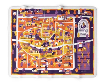 Haddonfield geïllustreerde kaart - Sherpa Fleece deken