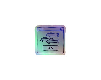 Holographic Computer Window Sticker - Fish Version