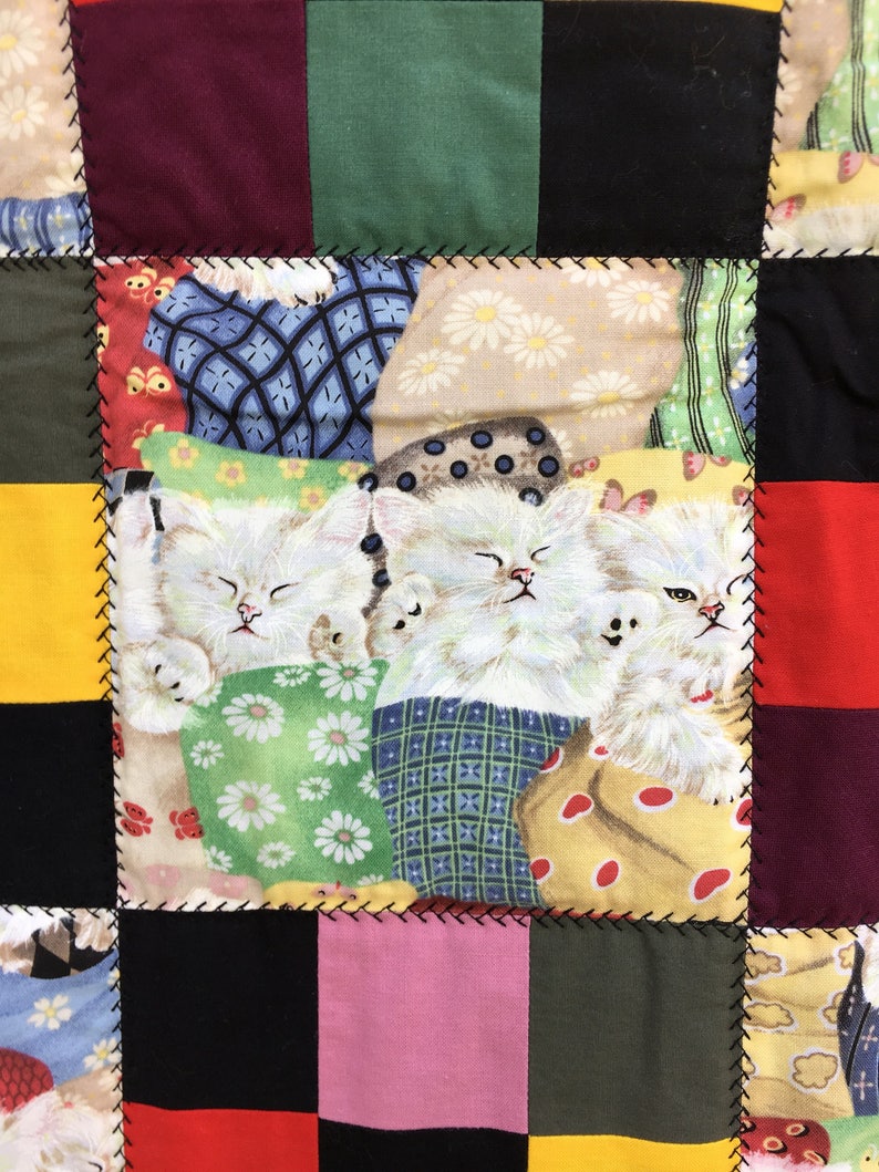 Sleeping Kittens Throw Quilt One Of A Kind Lap Quilt Kittens