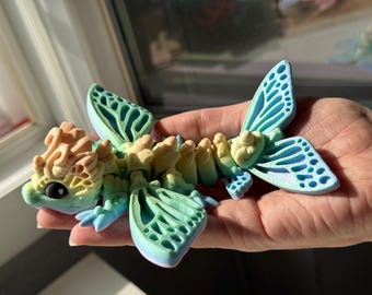 Baby dragon butterfly - gift for dragon lovers, printed dragon, figurines for desk