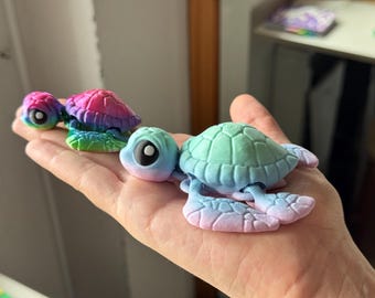 Tortugas marinas articuladas - regalo para amantes de las tortugas, tortugas adorables, figuras para escritorio, mini tortuga articulada