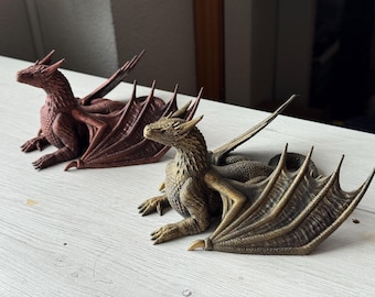 Figurine de dragon pour bibliothèque – Dragon peint à la main | Dragon féroce | Décoration de bibliothèque | Décoration fantastique