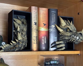 Fierce Dragon Book Nook – Hand-Painted Fantasy Decor for Bookshelves | Medium & Large Sizes | Unique Gift for Book Lovers