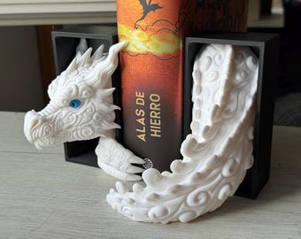 Mini Cloud Dragon Bookend – Hand-Painted Fantasy Decor | Personalized Gift for Book Lovers | Small Dragon Shelf Accessory