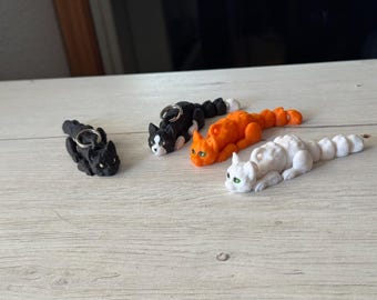 Mini Cat Keychain – 3D Printed Cat Charm, Cute Bag & Key Accessory, Cat Lover Gift