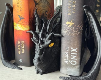 Podpórki do książek w kształcie smoka – fantastyczna dekoracja półki | Prezent dla miłośników książek i fantasy