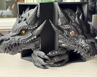 Fierce Dragon Bookend – Fantasy Decor for Bookshelves | Medium & Large Sizes | Dragon Gift for Book Lovers