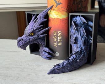 Mini Lightning Dragon Bookend – Hand-Painted Fantasy Decor | Personalized Gift for Book Lovers | Small Dragon Shelf Accessory