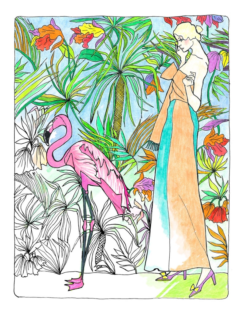 Adult Coloring Book Page Jungle Fantasy | Etsy