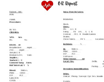nursing report sheet cardiac OR Report Sheet