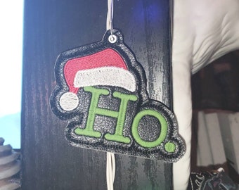 Ho Ornament - Holiday Tree Decor - White Elephant - Funny Xmas Gift - Black