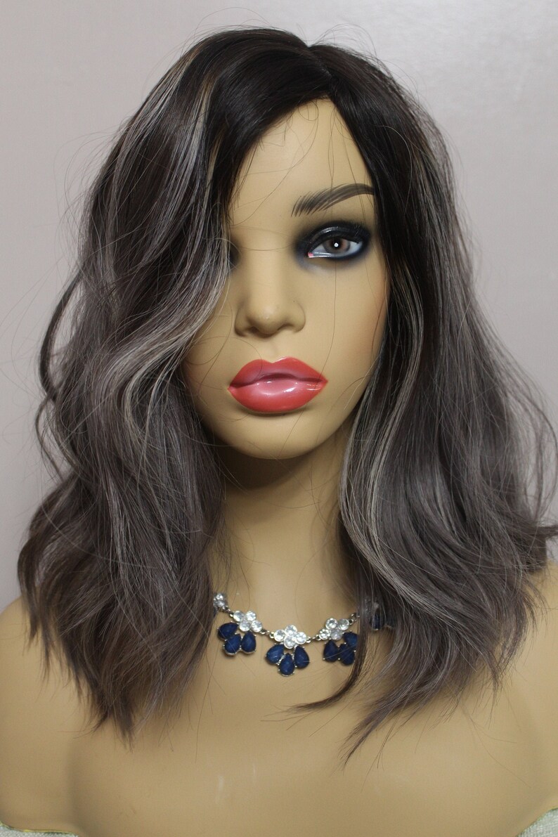 Ahuva Wigs GRAY Brown 16 inch wavy European human hair wig Etsy