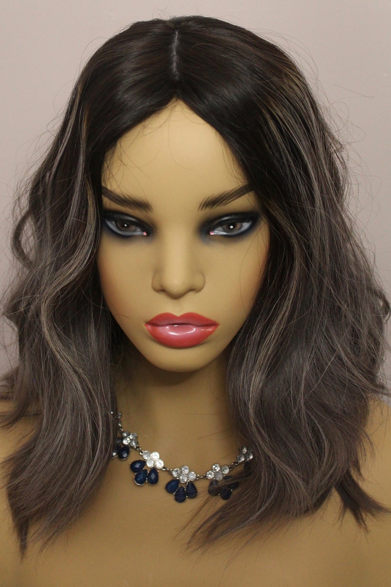 Ahuva Wigs GRAY Brown 16 inch wavy European human hair wig Etsy