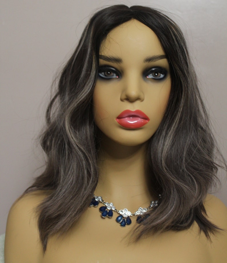 Ahuva Wigs GRAY Brown 16 inch wavy European human hair wig Etsy