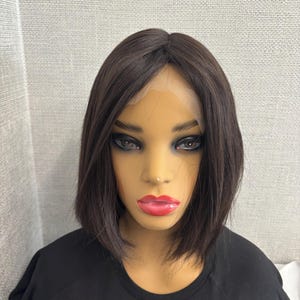 100% Brazilian human hair lace front 13 inch Black bob wig kosher sheitel wig AHUVA WIGS size medium cap