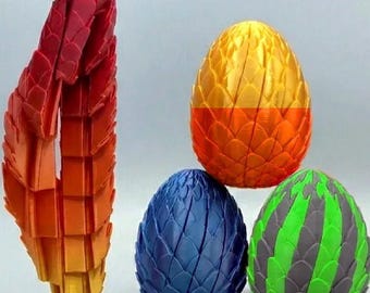 Juguete antiestrés articulado con forma de huevo de dragón / Sorpresa de dragón flexible impresa en 3D