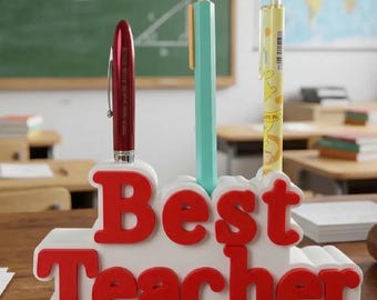 Letrero para el mejor profesor / Regalo de agradecimiento para profesores / Decoración para el aula / Letrero personalizado con el nombre del profesor / Regalo para profesores impreso en 3D / Decoración de escritorio