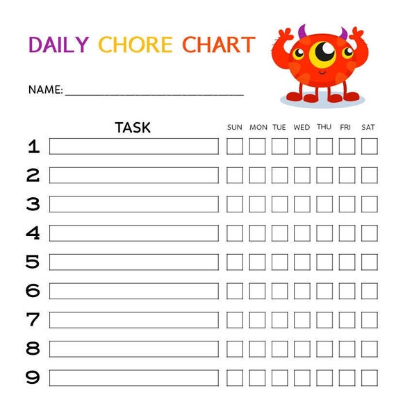 Transformers Chore Chart