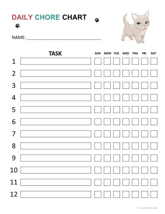 Cute Chore Chart Printable