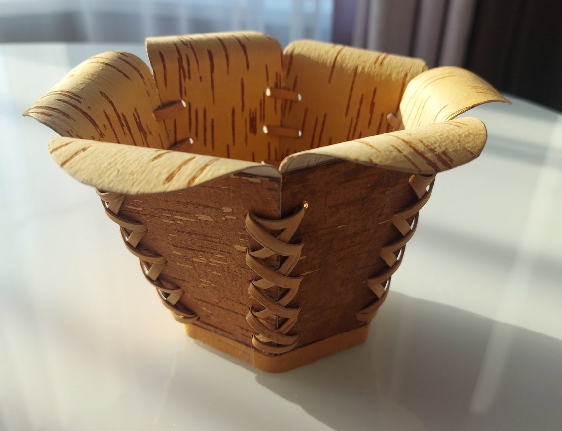 Birch Bark Bowl Handmade Rustic Vintage Wood Basket Fruit Etsy