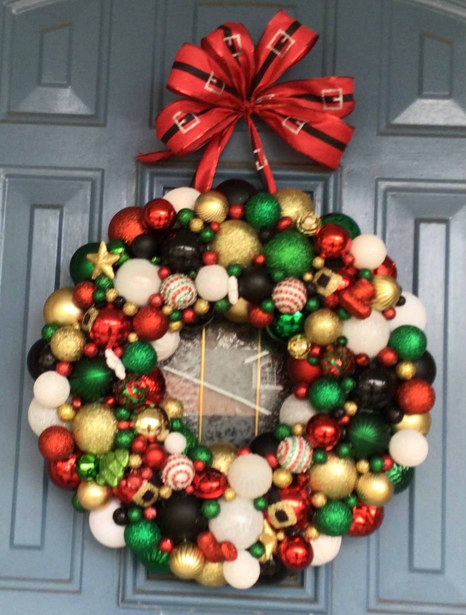 Christmas Ornament Wreath, Santa Ornament Wreath, Front Door